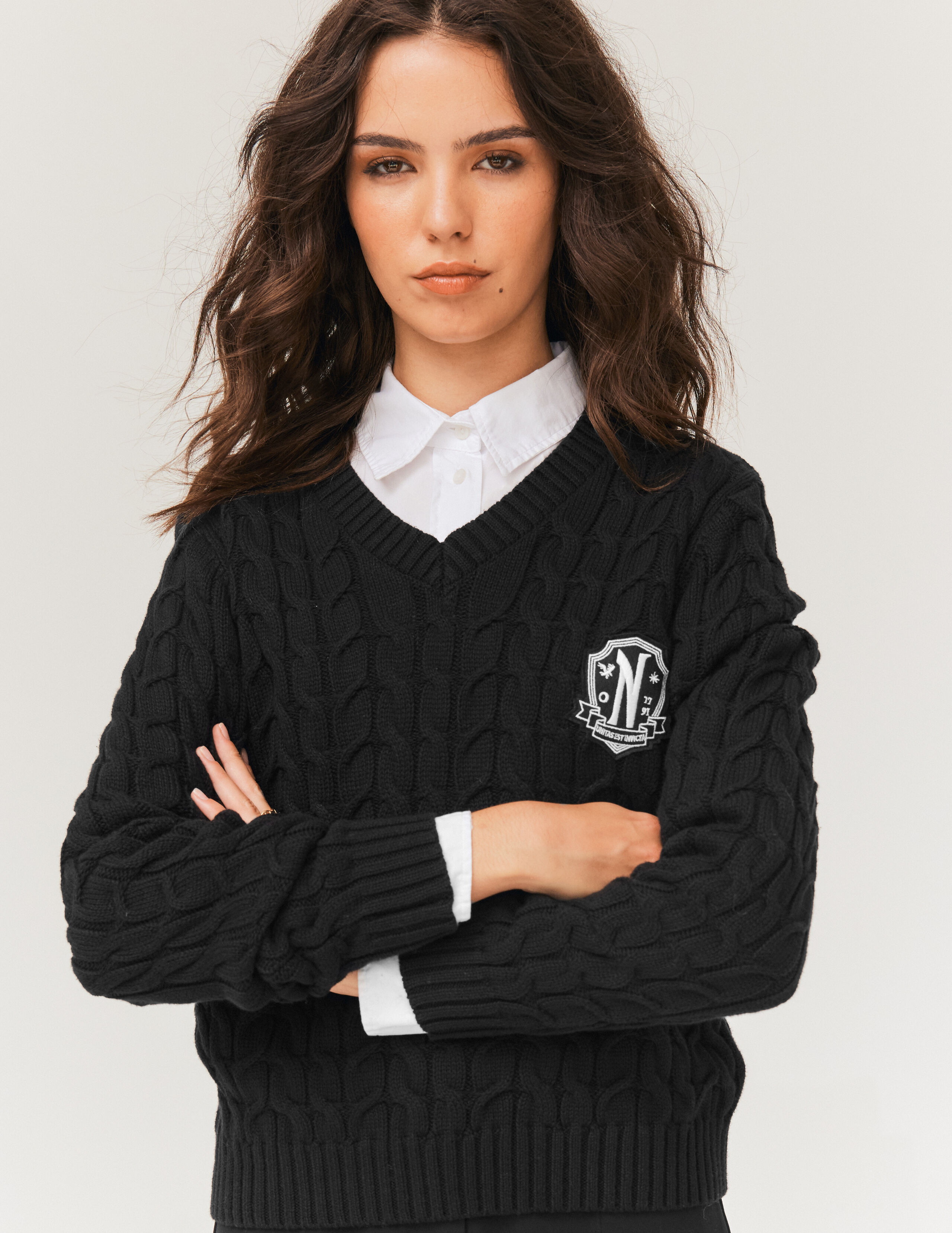 Pull col V Noir femme BZB