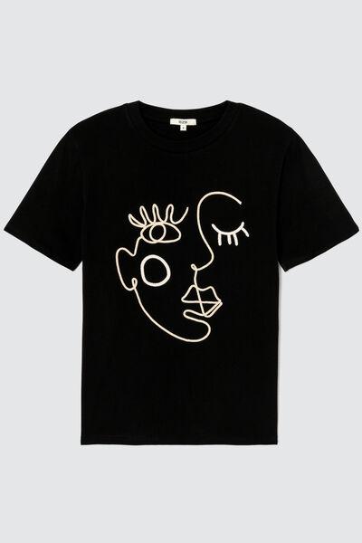 T-shirt visage brodé