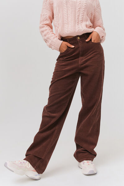 Pantalon velours straight long en coton iab