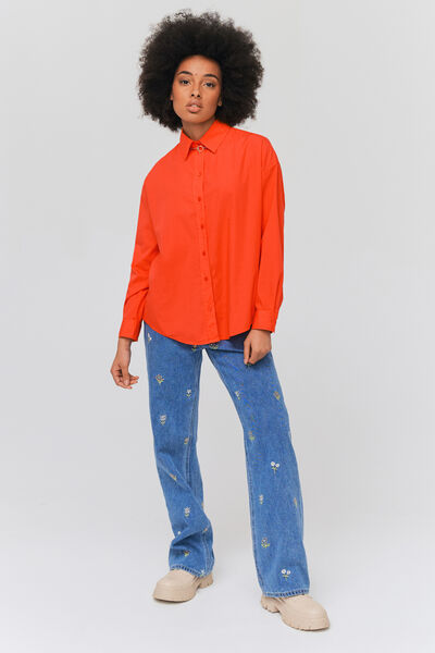 Chemise unie en popeline