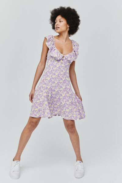 Robe courte imprimée à volants