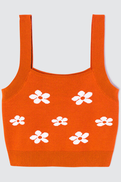 Débardeur jacquard fleurs