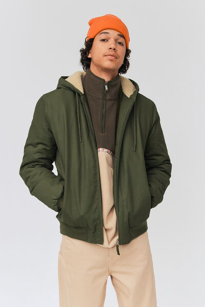 Blouson à capuche intérieur sherpa