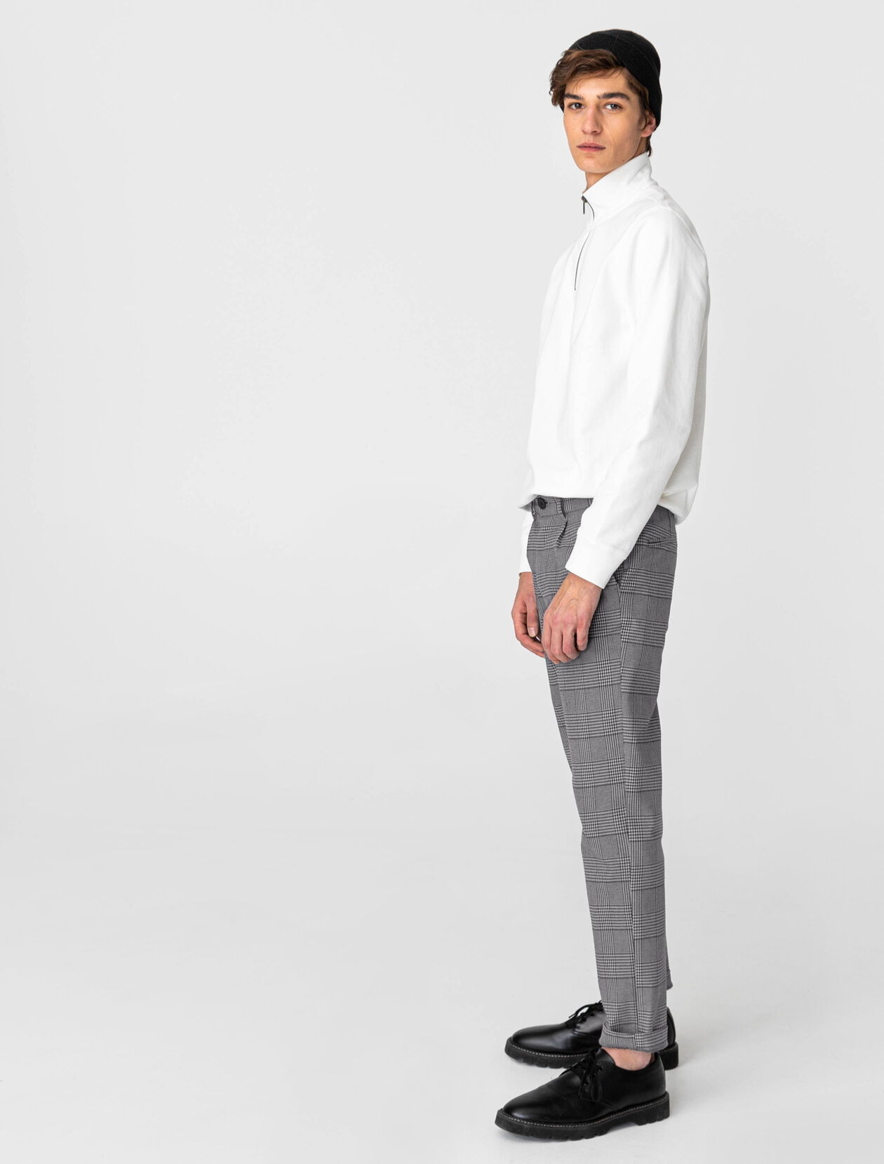 Pantalon pince carreaux Bleu Marine BZB