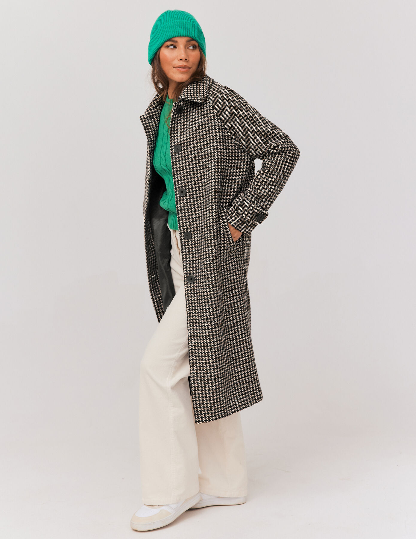 Manteau en laine à carreaux