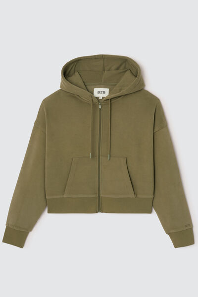 Sweat court zippé à capuche