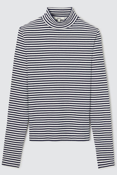 T-shirt col montant rayé