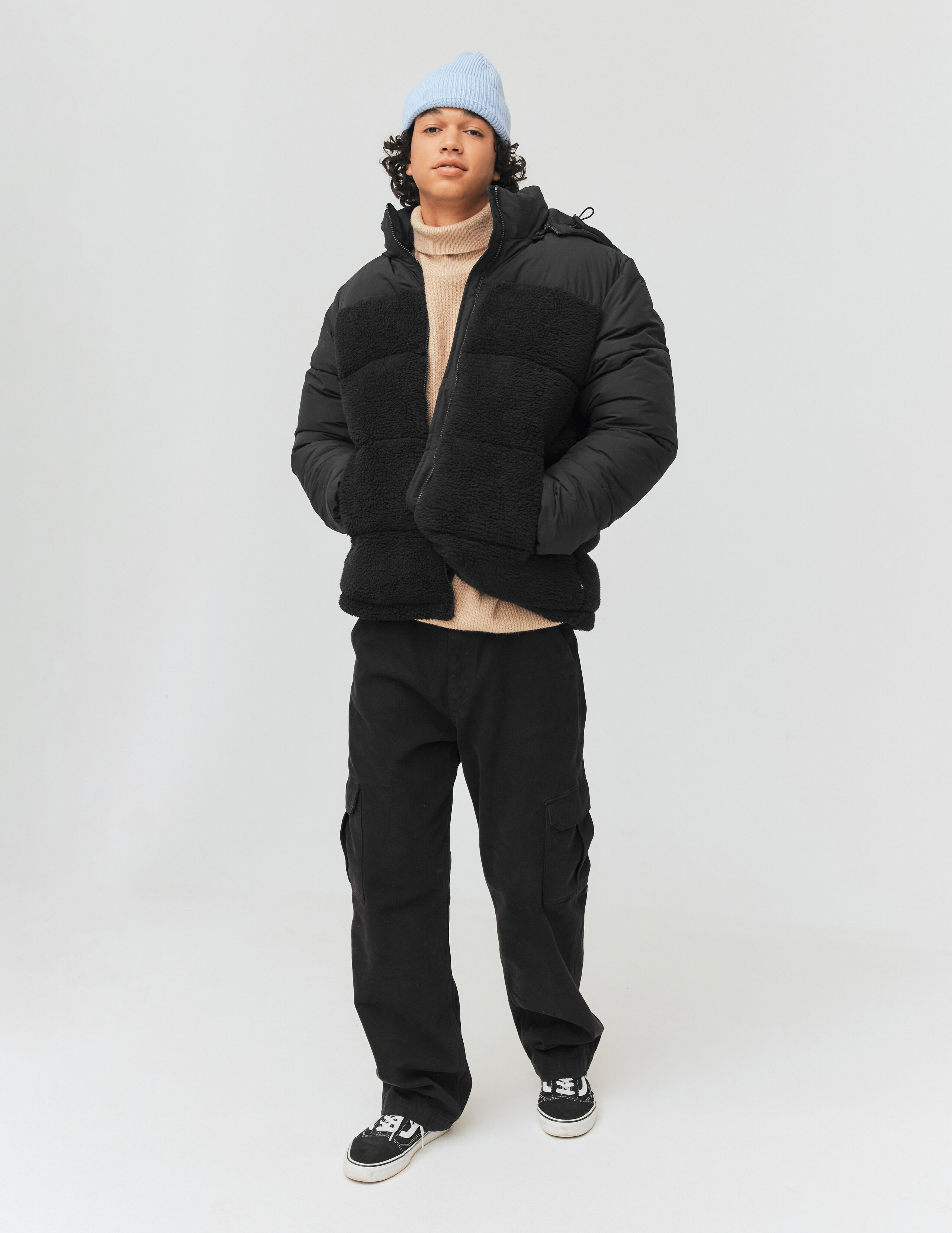 Doudoune sherpa capuche Noir BZB