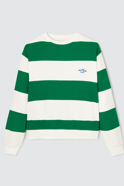 Sweat col rond ray&eacute; brod&eacute;