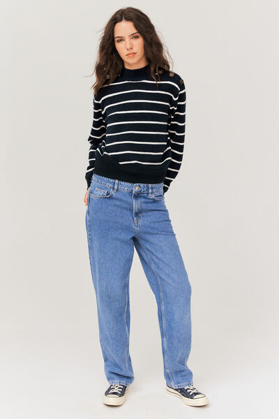 Pull rayé boutons épaule