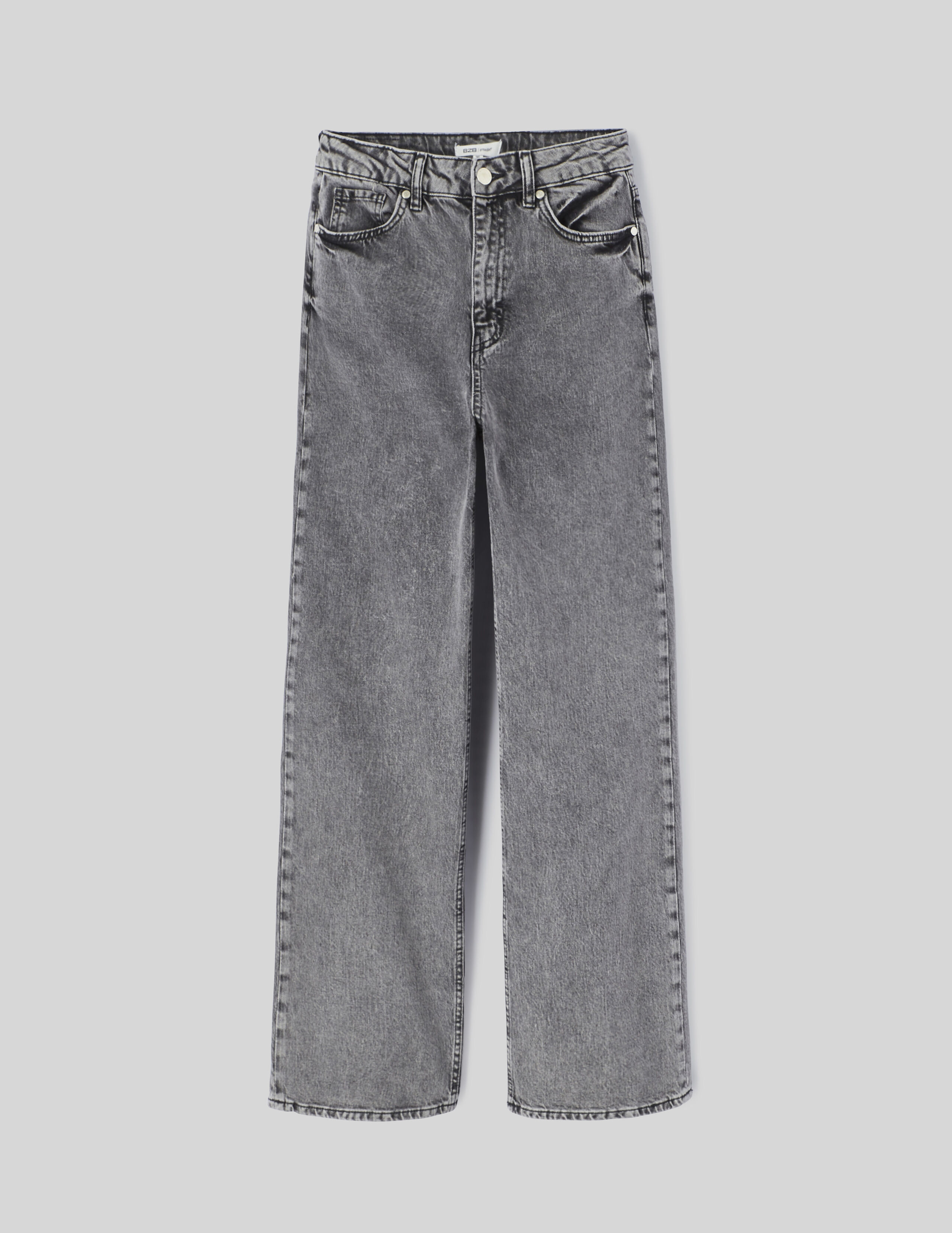 Jean gris store taille haute femme