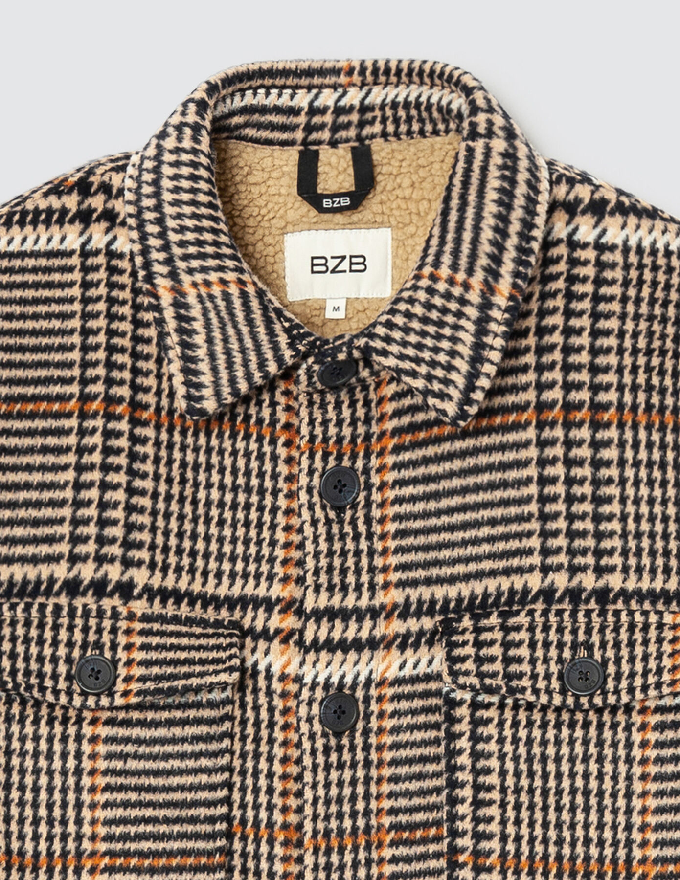 Veste surchemise à carreaux en laine sherpa