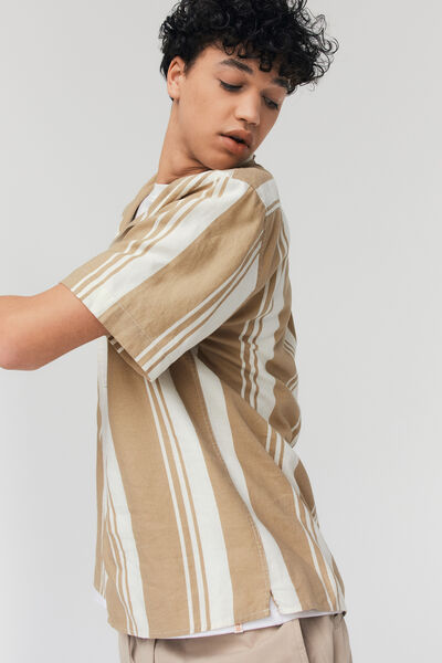 Chemise rayée manches courtes lin viscose