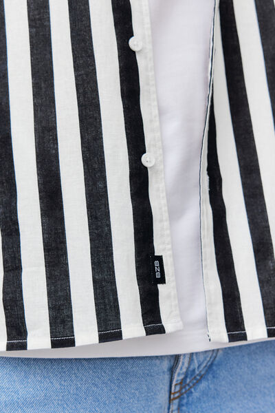 Chemise rayée manches courtes lin viscose