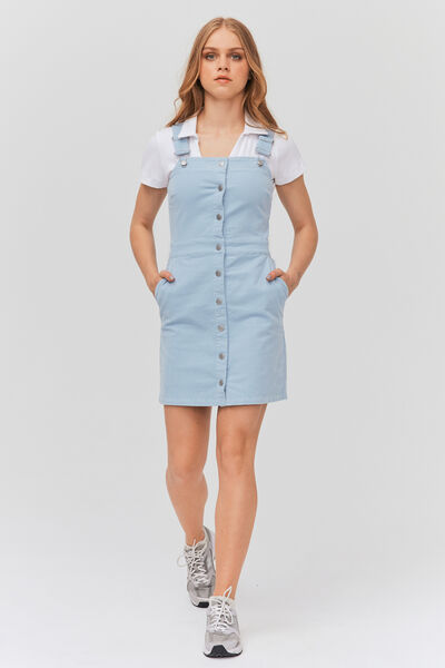 Robe en velours boutonn&eacute;e