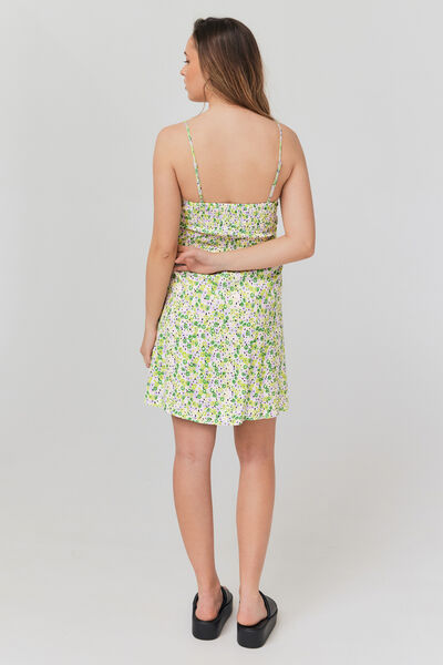 Robe cache coeur fines bretelles imprimée