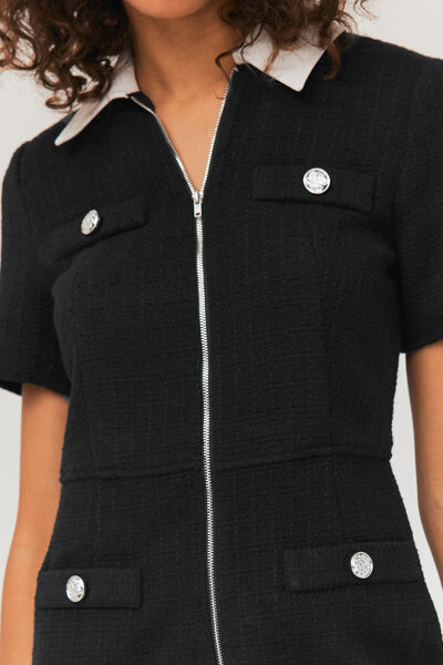 Combishort en tweed col chemise