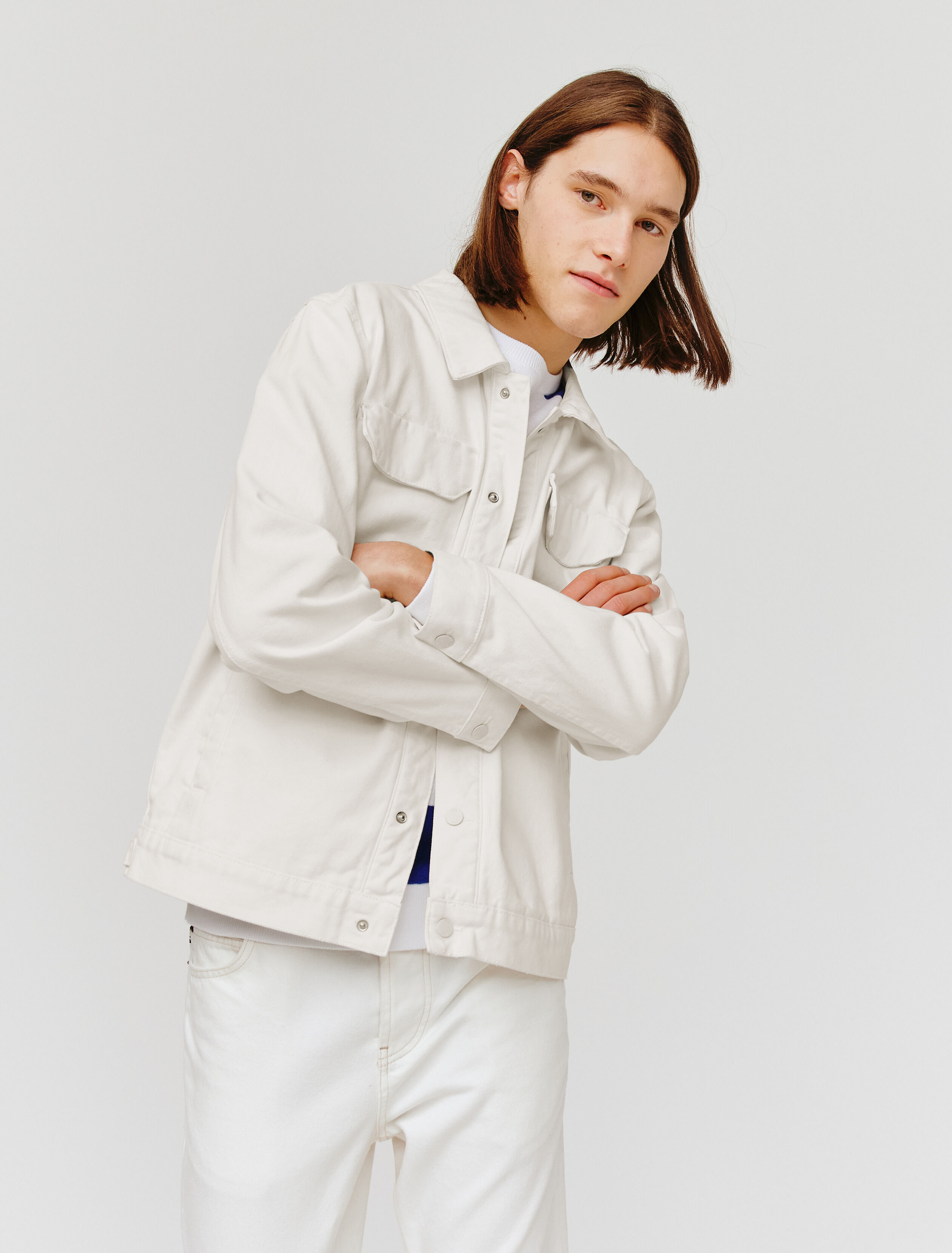 Veste en jean de couleur Blanc BZB