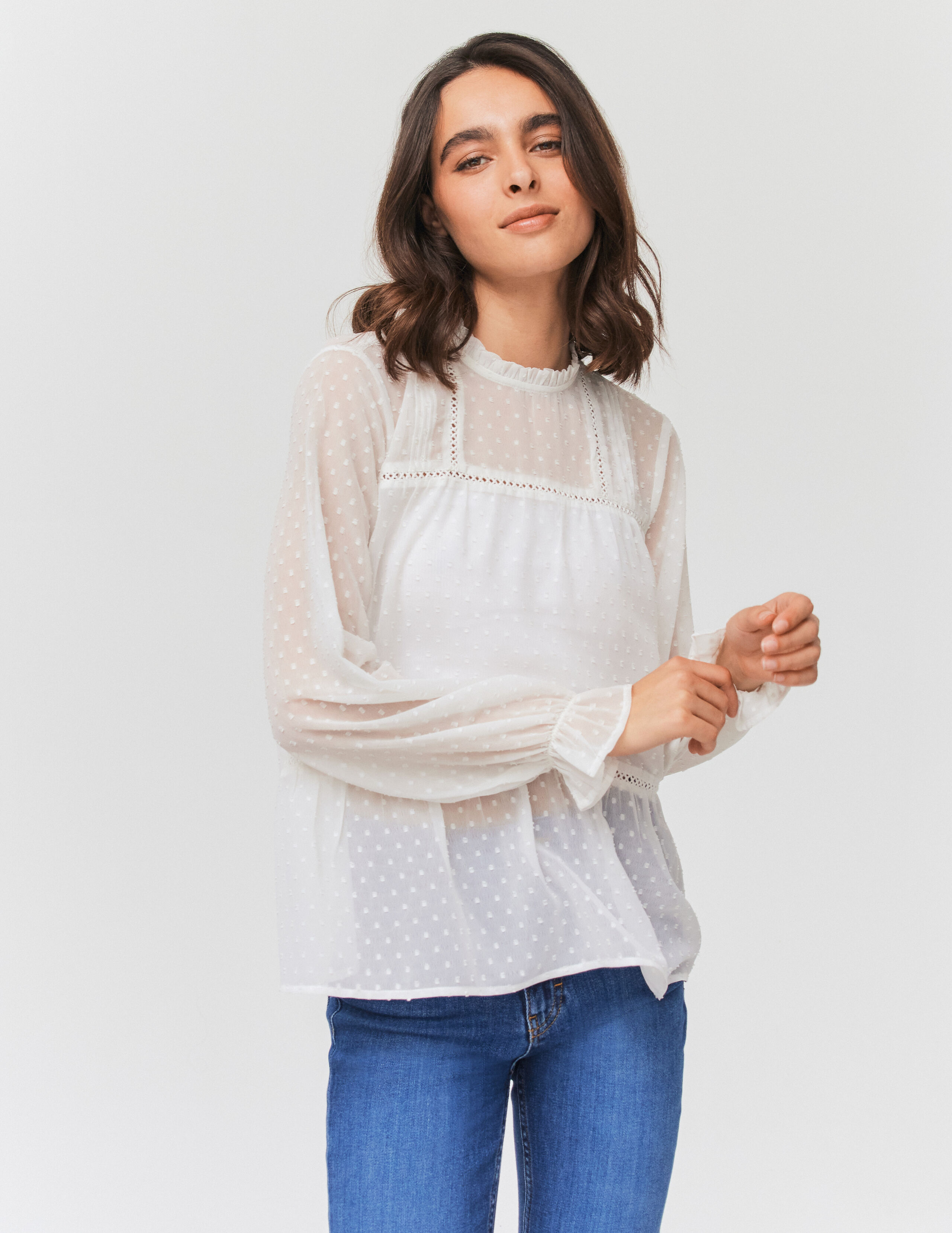 Blouse plumetis 2025 blanche