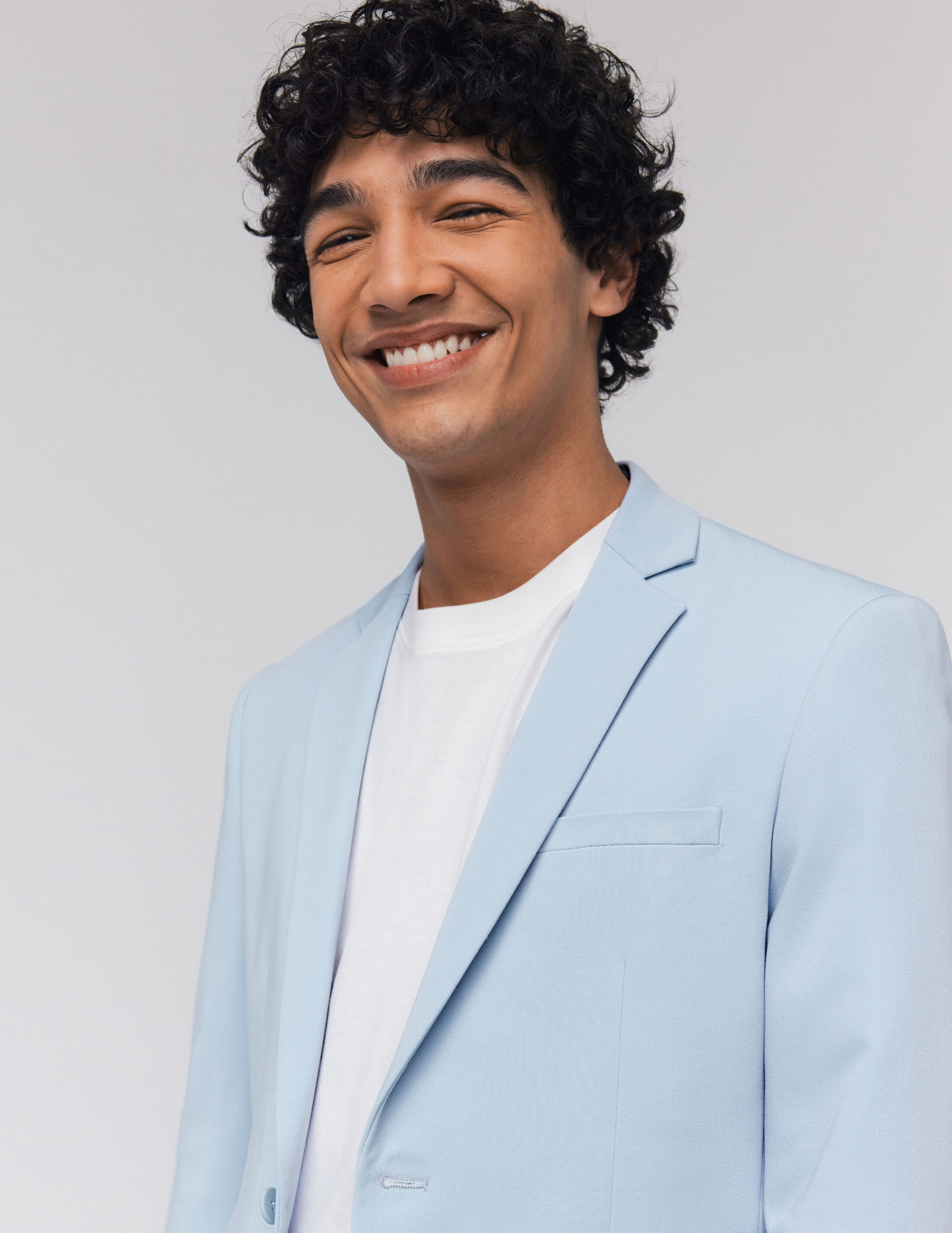 Veste de costume coupe droite Bleu clair BZB