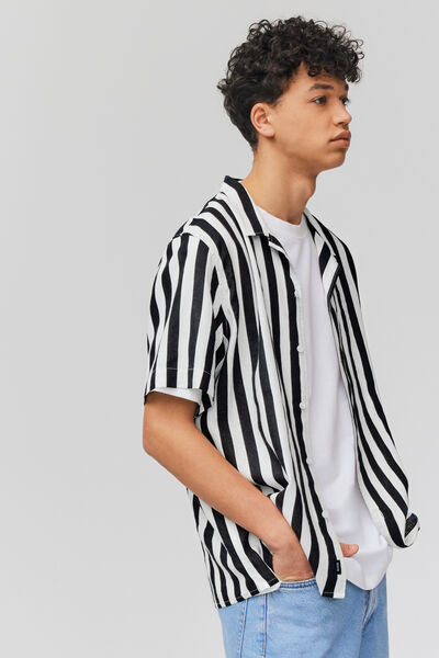 Chemise rayée manches courtes lin viscose