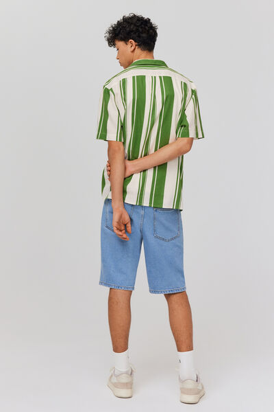 Chemise rayée manches courtes lin viscose