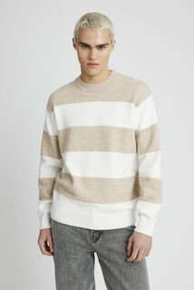Pull col rond maxi rayures