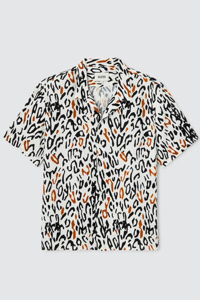 Chemise imprimée manches courtes lin