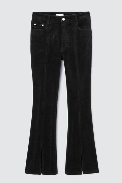 Pantalon flare en velours à fentes