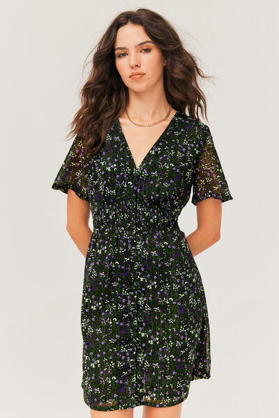 Robe courte imprimée en polyester recyclé