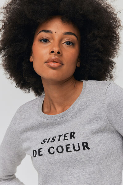 Sweat imprimé "Sister de coeur"