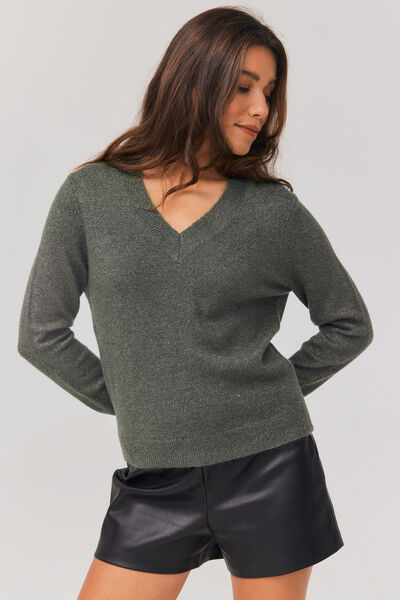 Pull col V pailleté