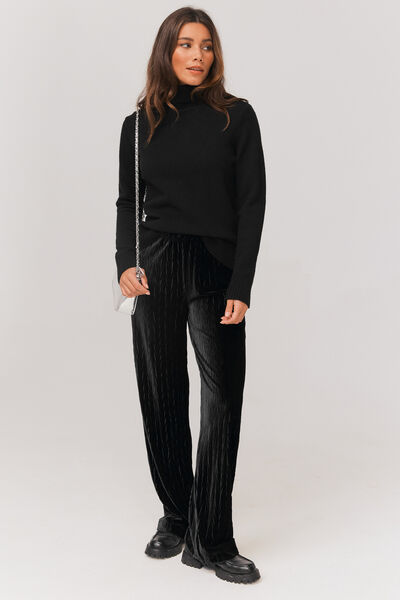 Pantalon wide leg en maille velours