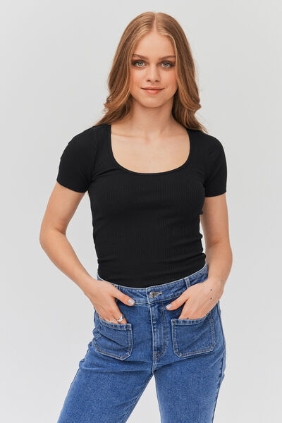 T-shirt côtelé uni