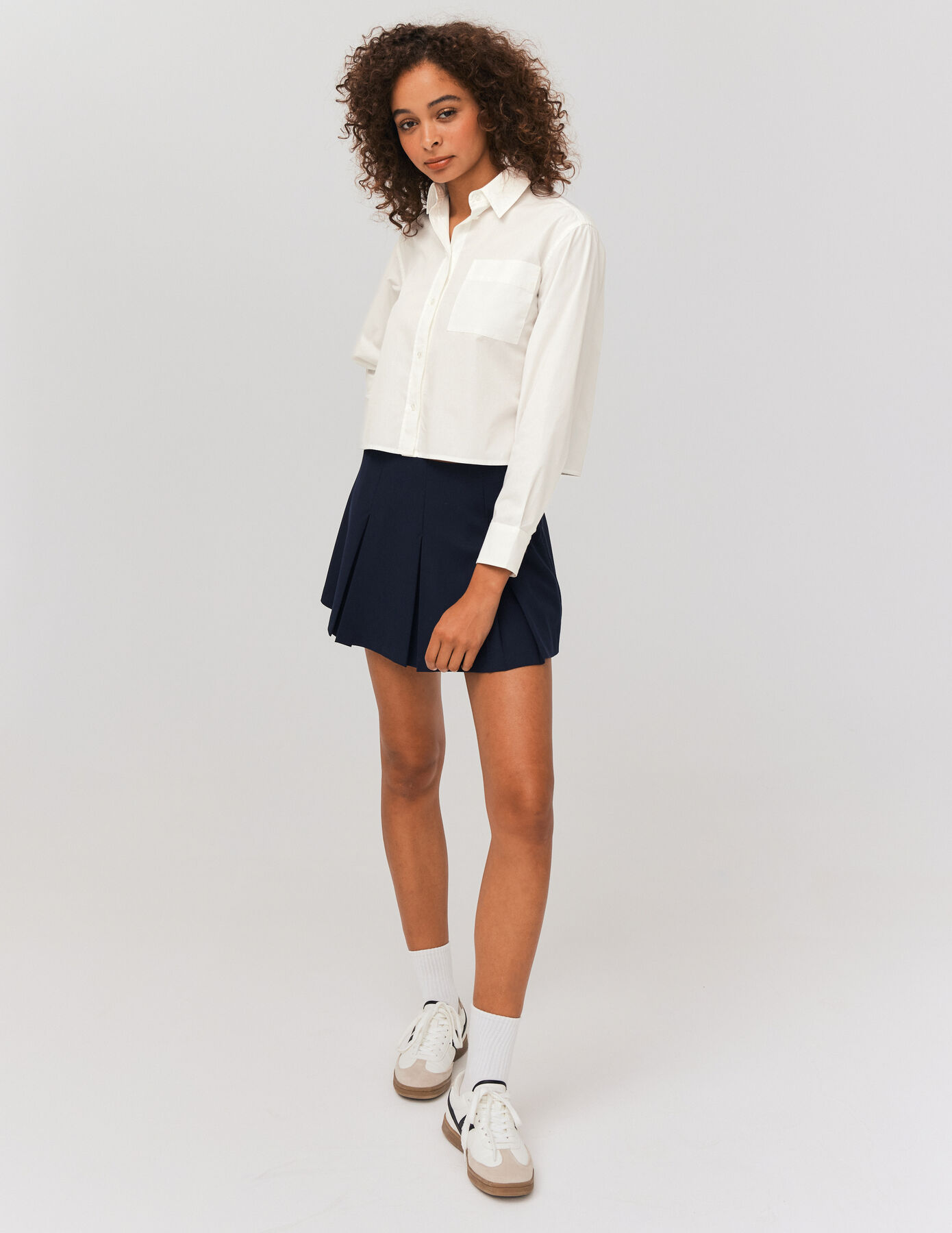 Chemise cropped unie