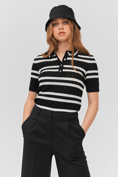 Polo ajouré rayé