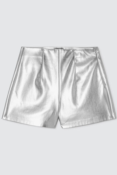 Short en tissu enduit