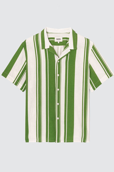 Chemise rayée manches courtes lin viscose