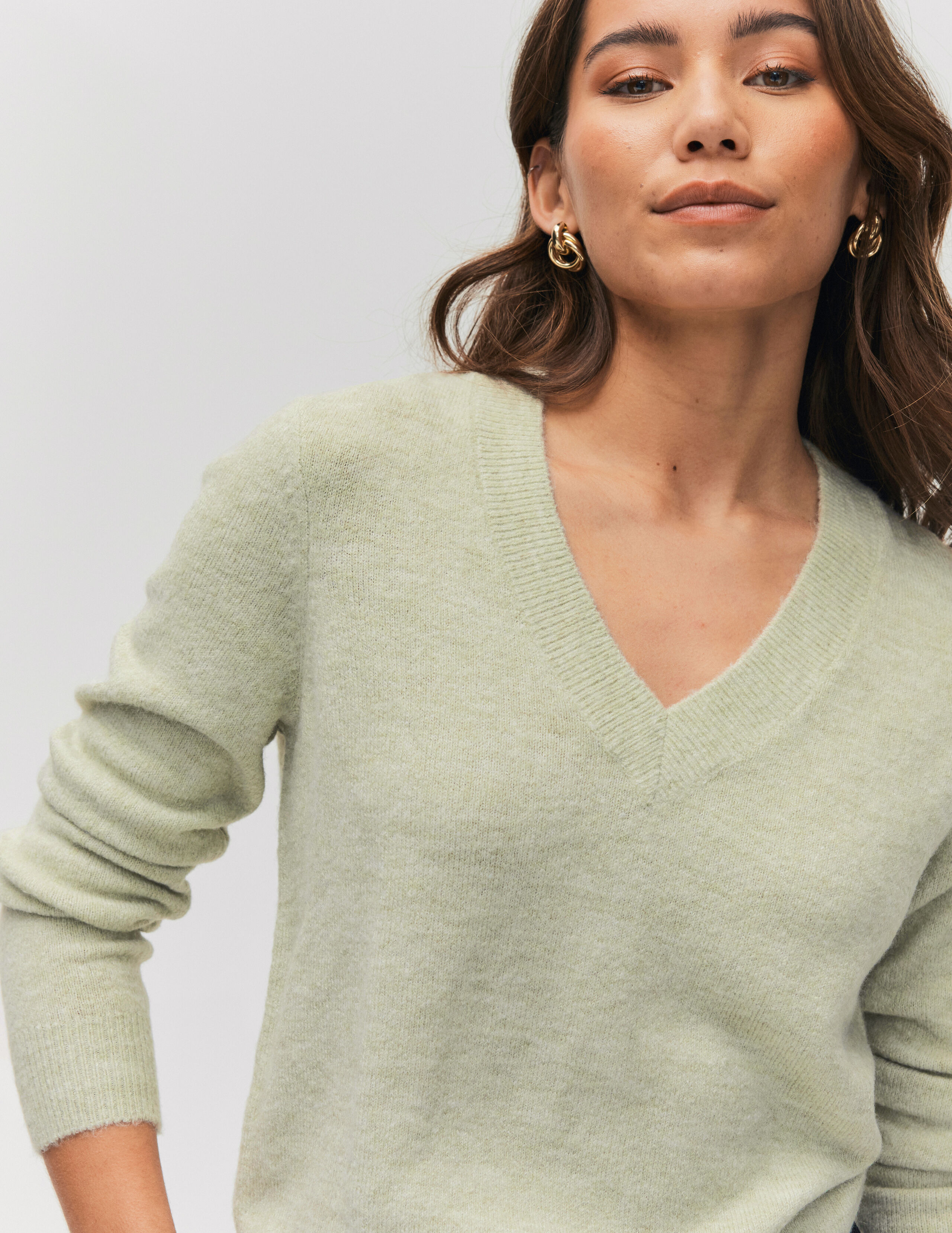 Pull col v femme BZB