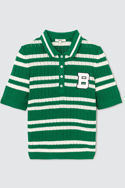 Polo ajouré rayé