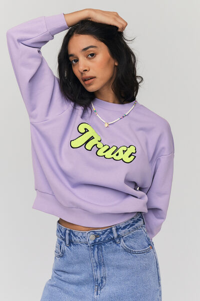 Sweat col rond brodé