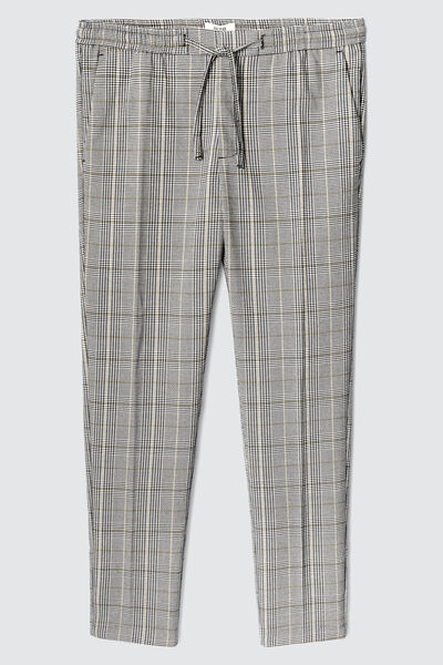 Pantalon urbain à carreaux taille élastiquée