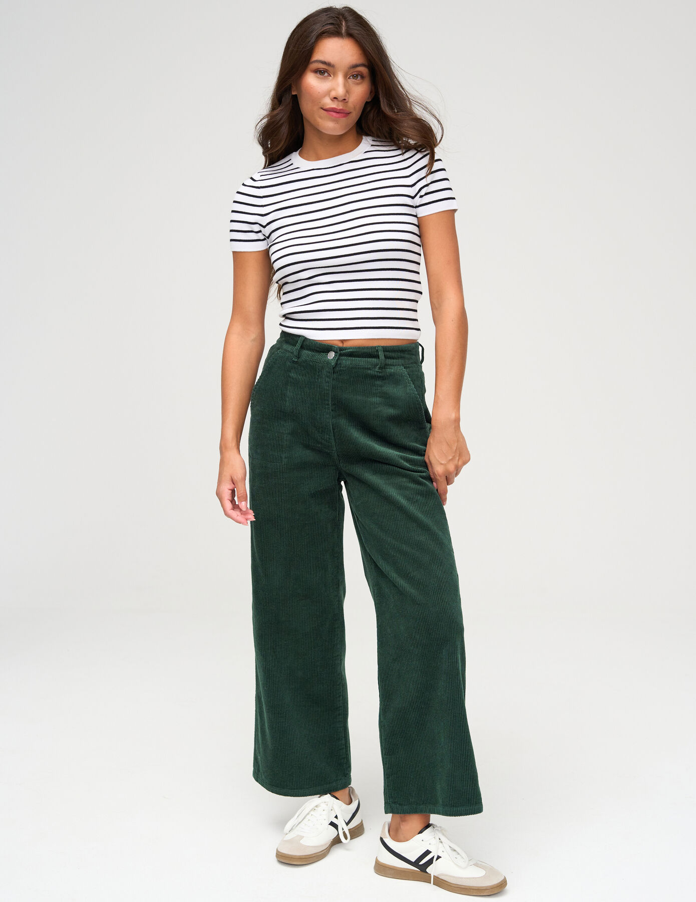 Pantalon wide leg court en velours en coton iab