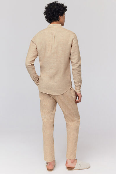 Chemise unie en coton lin