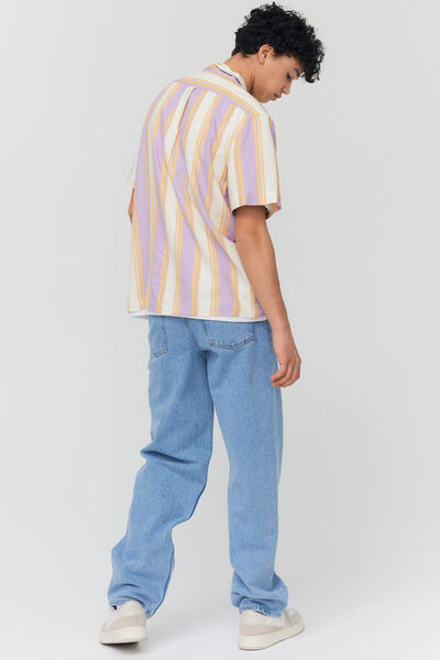 Chemise rayée manches courtes lin viscose