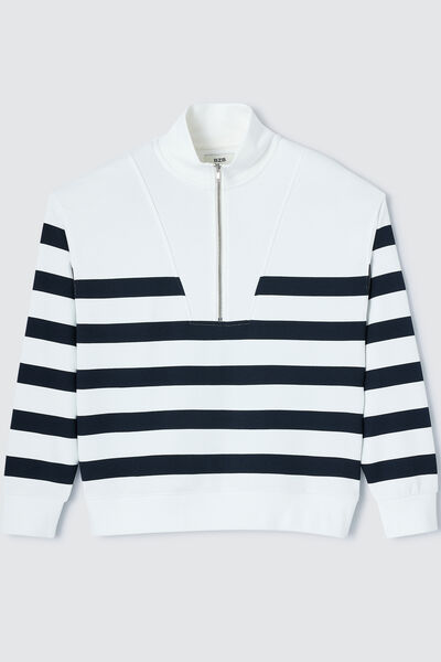 Sweat col camionneur rayé