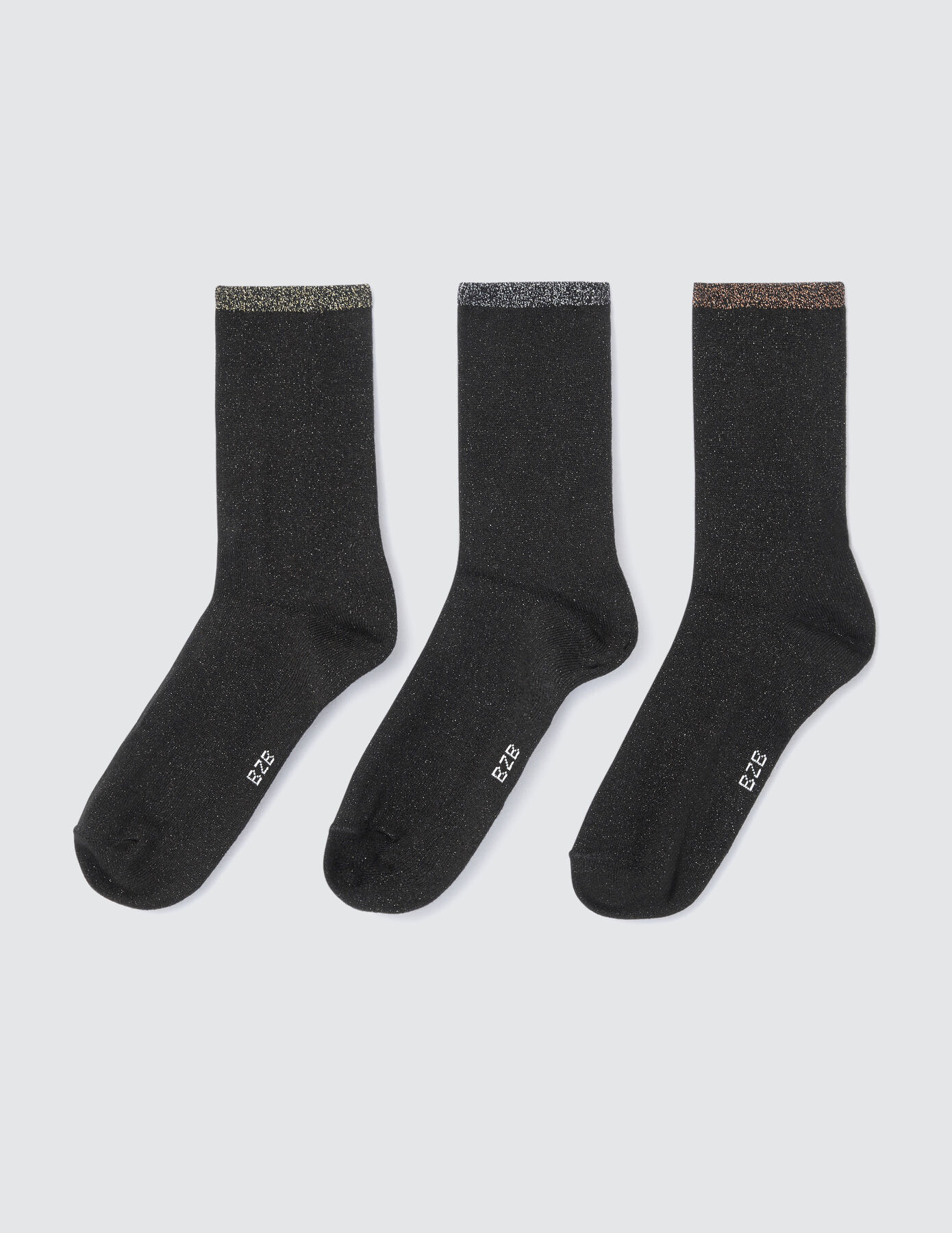 Lot de 3 paires de chaussettes noires lurex