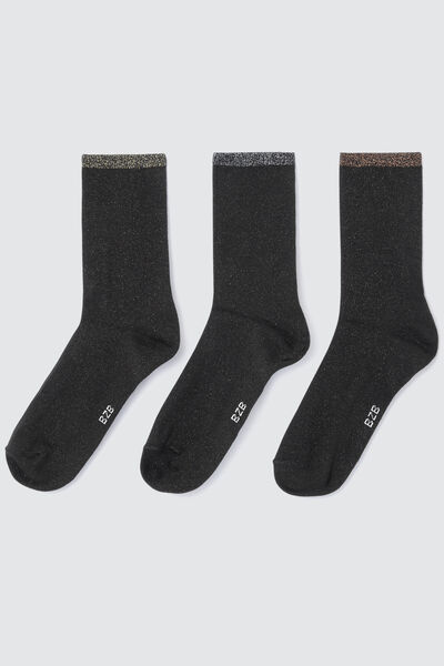 Lot de 3 paires de chaussettes noires lurex