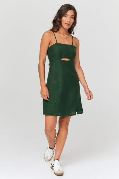Robe courte en lin cut out poitrine