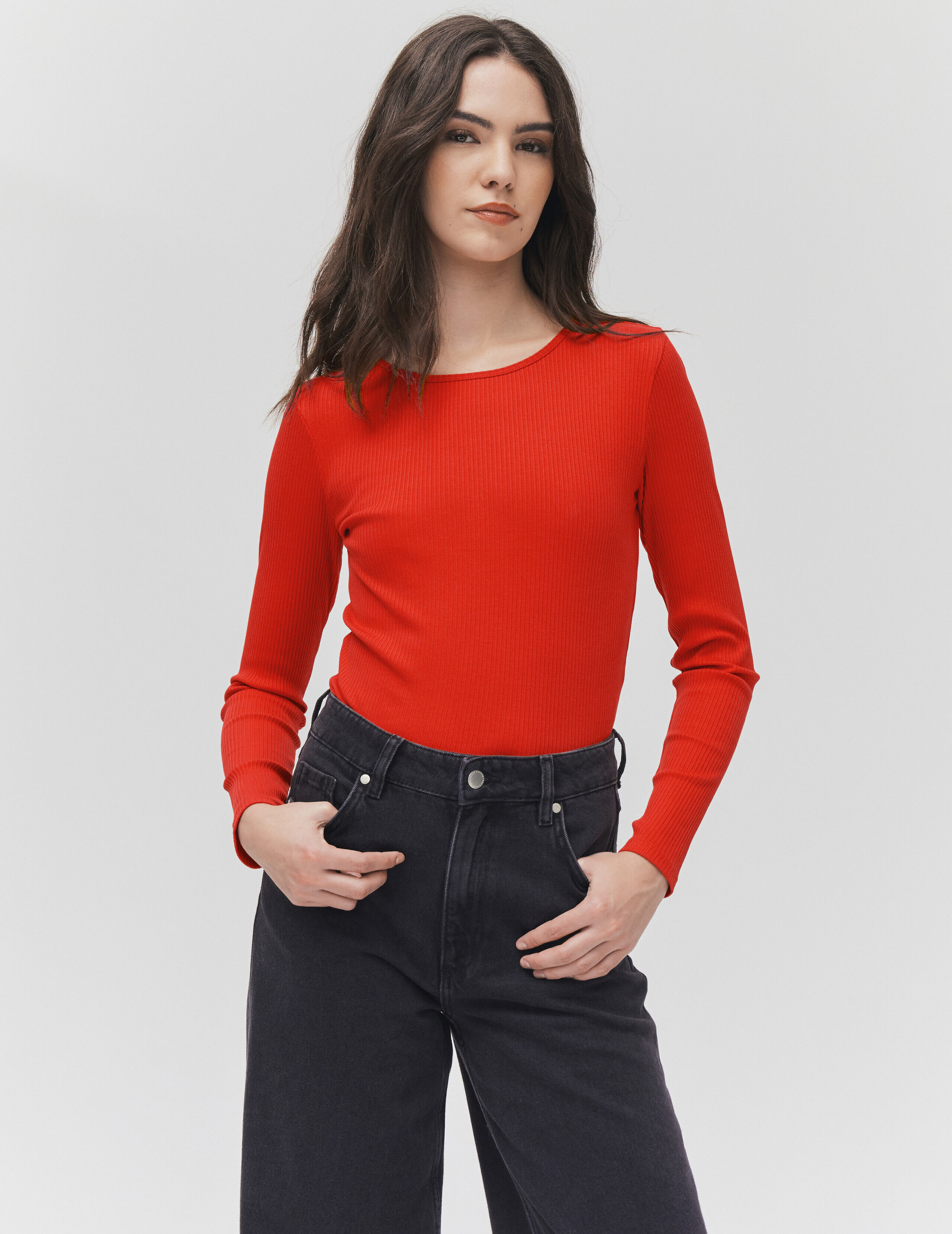 T-shirt Femme Urban Outfitters Viscose Florale Noir Col V Manches Longues - Taille S